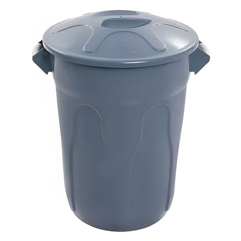 Lixeira de Plástico Cinza 66cm com Tampa Sobreposta 100 Litros - Cr100c - Jsn Cesto Plastico com Tam