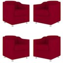 Ver imagem 1 de Kit 4 Poltronas Decorativa Bia Suede Vermelho - Twdecora