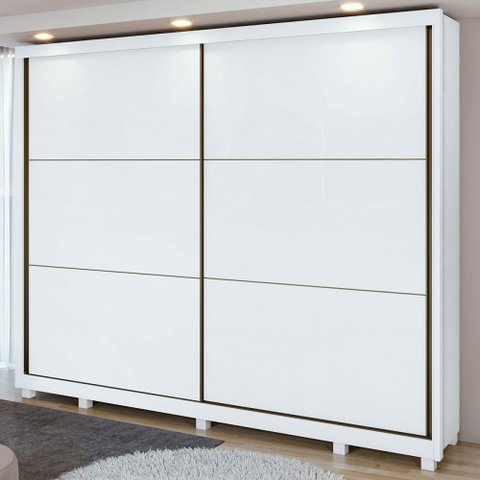 Guarda-Roupa Casal Toronto 2 Portas 6 Gavetas 100% Mdf Branco - Móveis Lopas