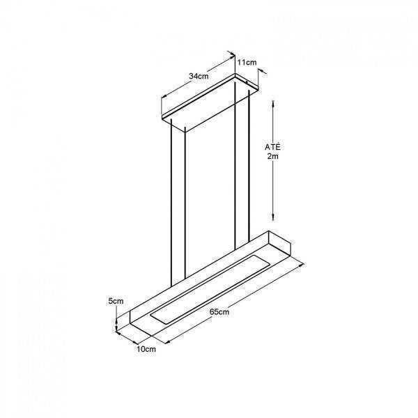 Pendente Retangular 65x5x10cm Arky Wood Bella Italia - 4