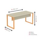 Ver imagem 4 de Escrivaninha Mesa Escritório X 150cm Industrial Castanheira e Laranja Picasso