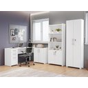 Ver imagem 1 de Conjunto Para Escritório 1 Mesa de Canto 2 Armários Altos Branco Notável Móveis