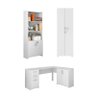 Conjunto Para Escritório 1 Mesa de Canto 2 Armários Altos Branco Notável Móveis - 9