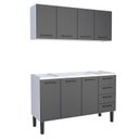 Ver imagem 1 de Cozinha Completa Gabinete Para Pia 150 e Armário Aéreo Juno/Apolo 4 Gavetas Cozimax Preto