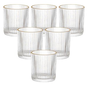 Jogo de Copos de Vidro Transparente Graffiato Fio de Ouro 320ml 6 Peças - Hauskraft