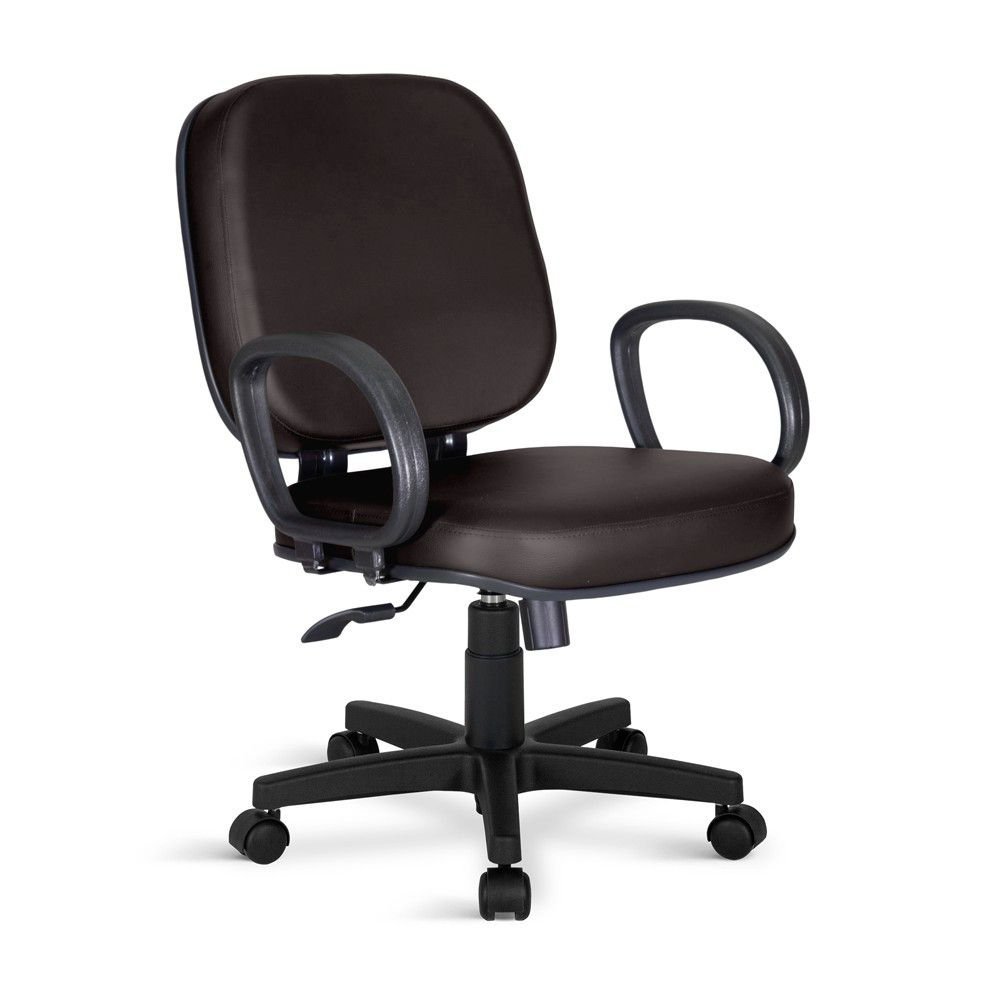 Cadeira Escritório Obeso Plus Size Giratória Relax Couro Eco:Bronze - 1