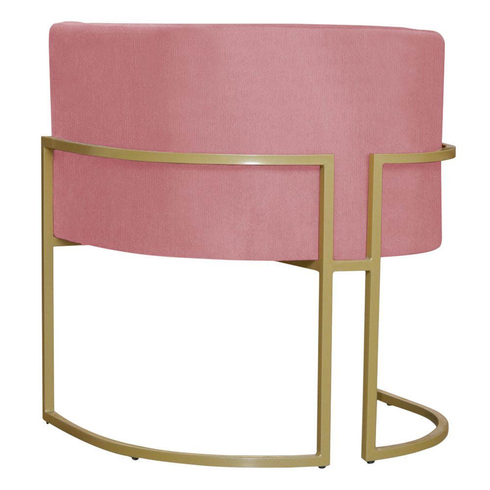 Kit 3 Poltronas Decorativa Sala de Estar Luana Base Gold Suede Rosa - Montanaris Decor Md Montanaris - 3