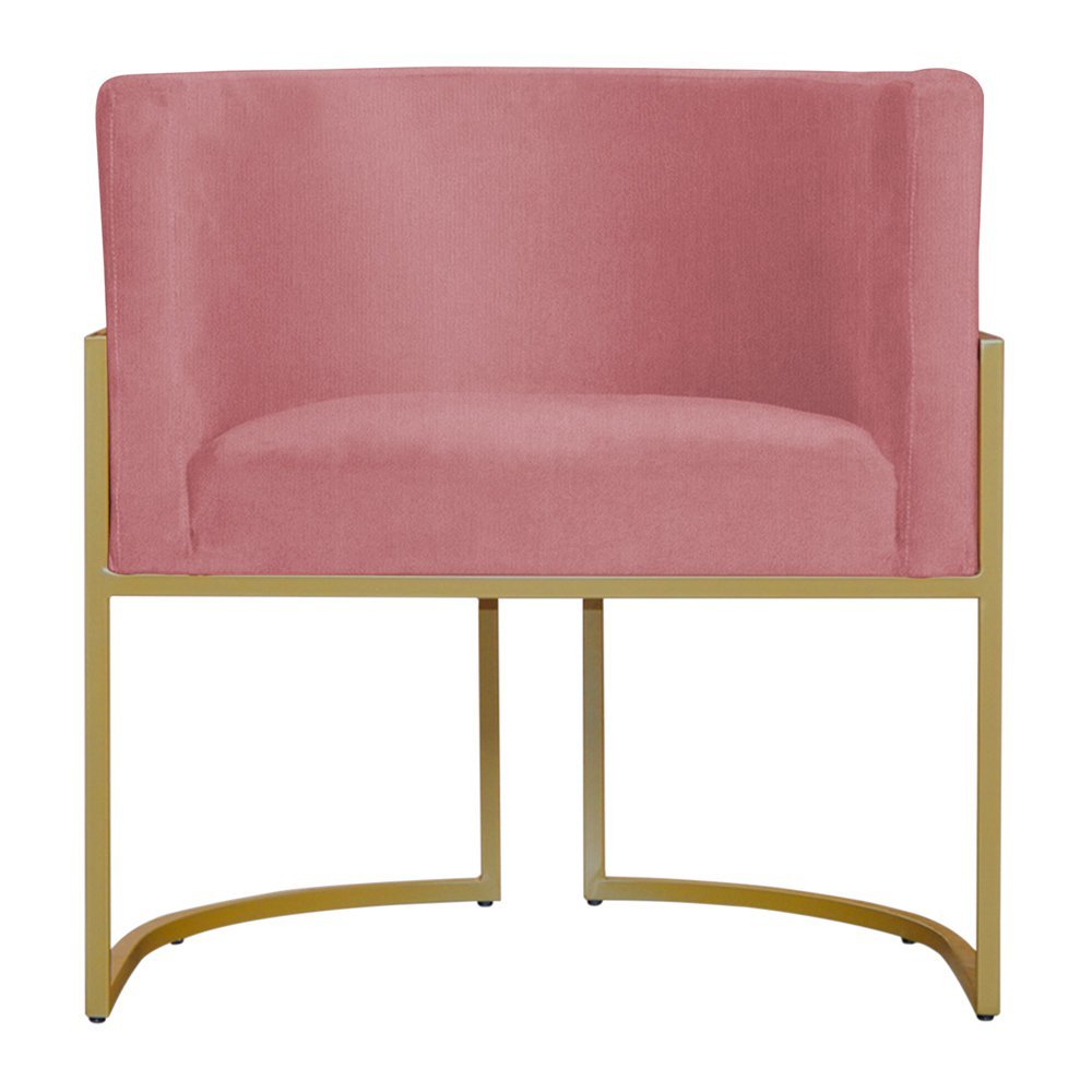 Kit 3 Poltronas Decorativa Sala de Estar Luana Base Gold Suede Rosa - Montanaris Decor Md Montanaris - 2