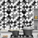 Ver imagem 4 de Papel De Parede Geométrico Quadrados Preto Branco Cinza