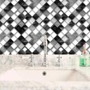 Ver imagem 3 de Papel De Parede Geométrico Quadrados Preto Branco Cinza