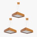 Ver imagem 1 de Kit 3 Pendente Quadrado Madeira 30x30 2 Luzes - Freijó
