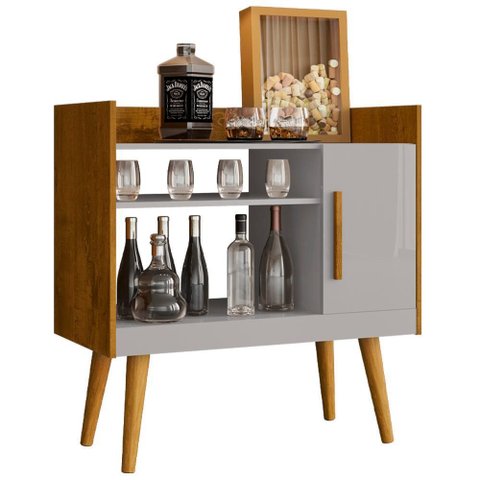 Aparador Bar Cafe 1 Porta Cafe 71 Cm Cinamomo Off White Bechara