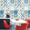 Papel De Parede Azulejo Branco E Azul Adesivo Cozinha Pia - 4