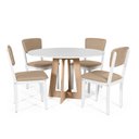 Ver imagem 1 de Mesa de Jantar Redonda Montreal Bran/jade com 4 Cadeiras Estofadas Ella Branco/bege