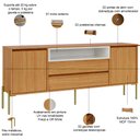 Ver imagem 4 de Aparador Buffet para Sala de Jantar 2 Portas 184cm Industrial Avis D03 Freijó Off White - Lyam Decor