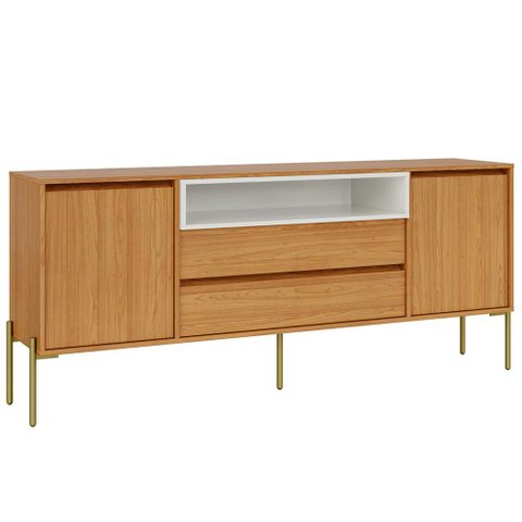 Aparador Buffet para Sala de Jantar 2 Portas 184cm Industrial Avis D03 Freijó Off White - Lyam Decor