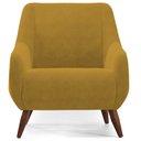 Ver imagem 4 de Poltrona Decorativa Fixa Pés de Madeira Paloma D02 Veludo Mostarda B-260 - Lyam Decor