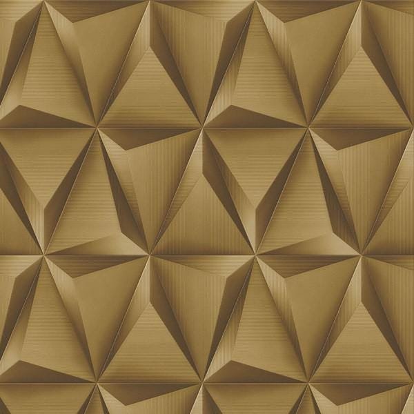 Papel De Parede Geométrico 3D Dourado - 1