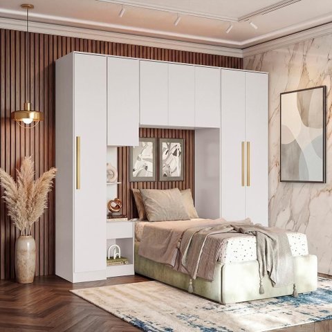 Quarto Modulado Adapt 7 Portas 1 Gaveta MDP 246cm Branco