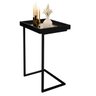 Mesa de Apoio Tampo Espelhado Sala/Quarto com Pés de Ferro - Preto - 3