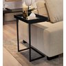 Mesa de Apoio Tampo Espelhado Sala/Quarto com Pés de Ferro - Preto - 1