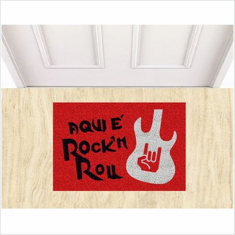 TAPETE CAPACHO AQUI E ROCK ROLL.
