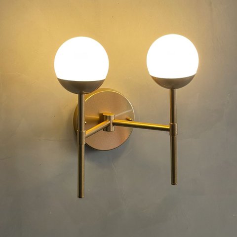 Arandela Luminária de Parede Moderna de 2 Globo de Vidro 12cm Decoração Casa Sala Quarto Banheiro