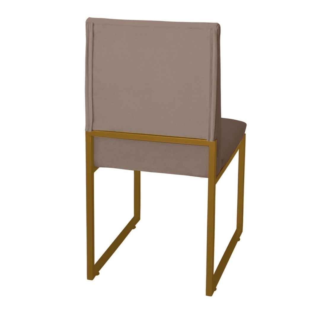 Kit 4 Cadeira de Jantar Escritorio Industrial Garden Ferro Dourado Suede Cappuccino - Móveis Mafer - 4
