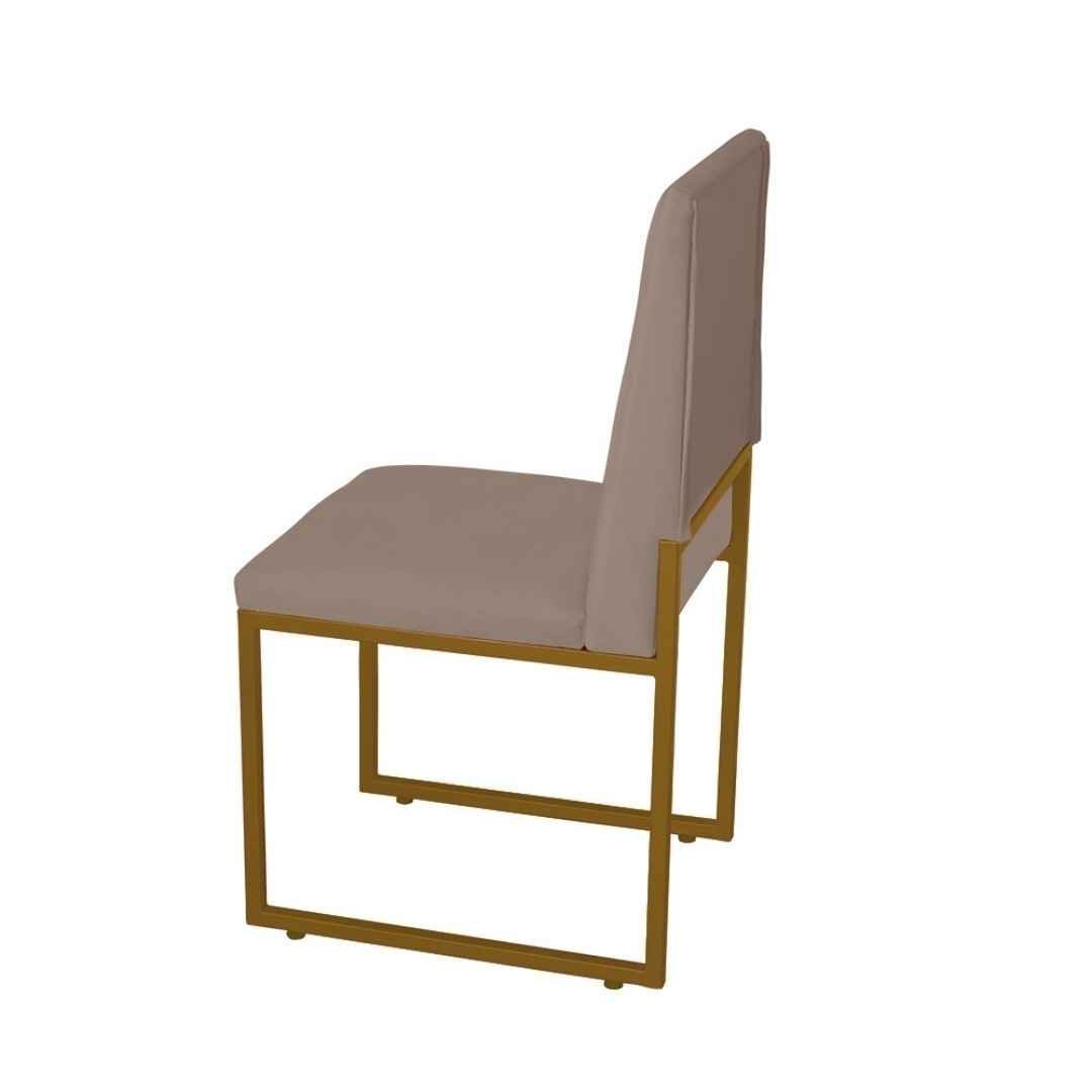 Kit 4 Cadeira de Jantar Escritorio Industrial Garden Ferro Dourado Suede Cappuccino - Móveis Mafer - 3
