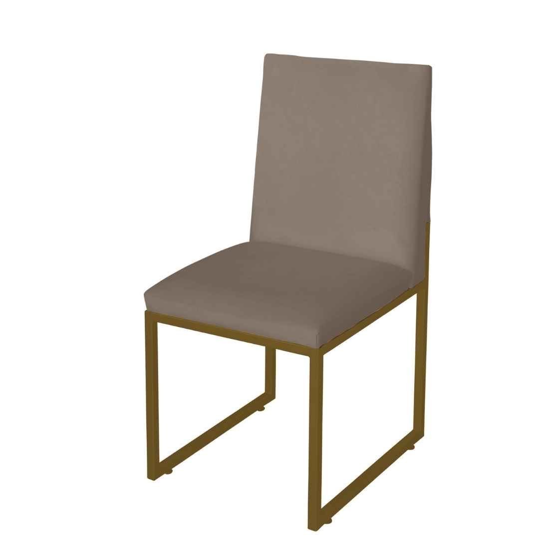 Kit 4 Cadeira de Jantar Escritorio Industrial Garden Ferro Dourado Suede Cappuccino - Móveis Mafer - 2