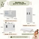 Ver mais imagens de Quarto de Bebê Completo com Berço Americano 3 em 1 e Colchão Incluso Flor Multimóveis MP4933