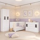 Ver imagem 1 de Quarto de Bebê Completo com Berço Americano 3 em 1 e Colchão Incluso Flor Multimóveis MP4933