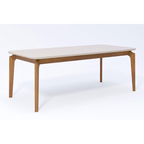 Mesa P/ Cozinha Ficus C/ Tampo Madeirado Vidro 210x100cm Carvalho/off White - Cimol