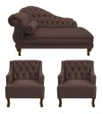 Ver imagem 1 de Divã Larissa 150 cm Direito de quem senta e 2 Poltronas Genesis Suede Marrom - LM DECOR