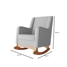 Poltrona Amamentação Aquila Balanço com Puff Linho Cinza - Ideal Moveis - 4