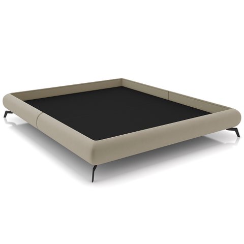 Cama Casal Queen Pés de Ferro Estilo Industrial 176cm Otto P05 Veludo Bege - Lyam Decor