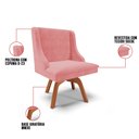 Ver imagem 3 de Kit 2 Cadeiras Estofadas Giratória para Sala de Jantar Lia Suede Rosê - Ibiza