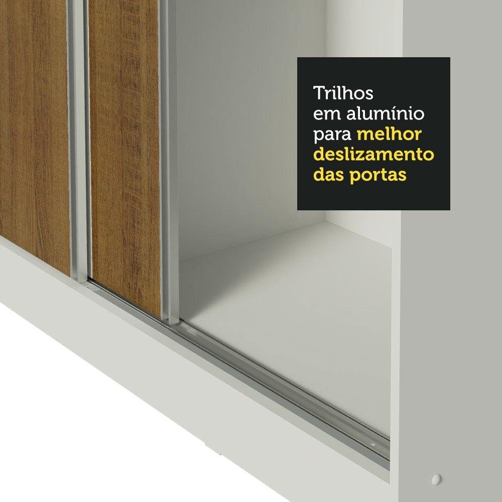 Guarda Roupa Casal 100% Mdf Madesa Zurique 3 Portas de Correr com Espelho - Branco/rustic - 8