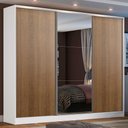 Ver imagem 1 de Guarda Roupa Casal 100% Mdf Madesa Zurique 3 Portas de Correr com Espelho - Branco/rustic