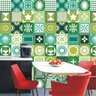 Papel De Parede Azulejo Português Verde Banheiro E Cozinha - 5
