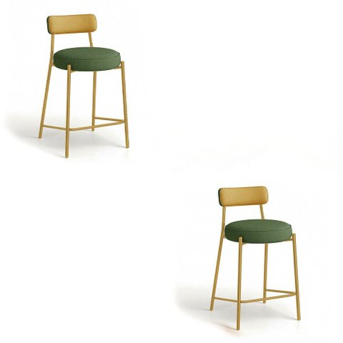 Banqueta Cozinha Média Industrial Dourado Londres Kit2 Napoli Verde/amarelo D03 - D'rossi