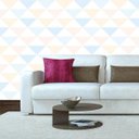 Ver imagem 4 de Papel De Parede Triangulo Azul Rosa Laranja Branco Adesivo