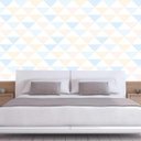 Ver imagem 5 de Papel De Parede Triangulo Azul Rosa Laranja Branco Adesivo