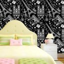 Ver imagem 3 de Papel de Parede Preto e Desenhos Paris Branco Autocolante