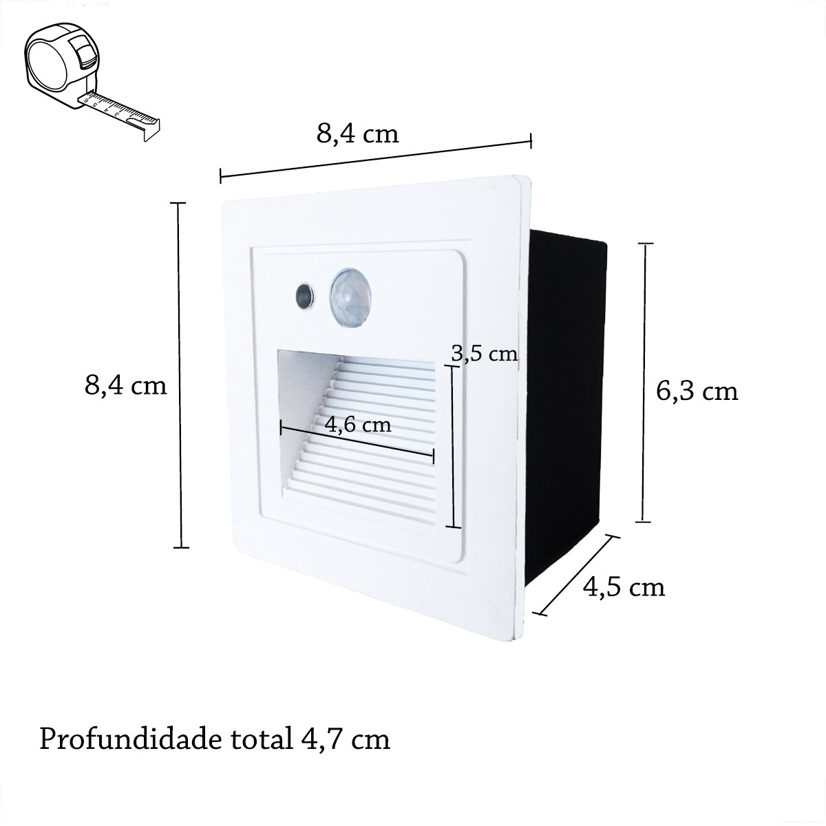 9 Balizador Parede Led Sensor Presença Embutir Branco Lup73 - 7