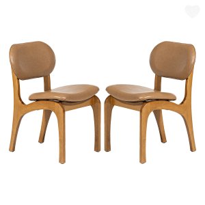 Kit 2 Cadeiras de Jantar Estofada Rafine Madeira Castanho Impermeável Marrom