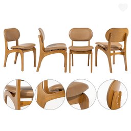 Kit 2 Cadeiras de Jantar Estofada Rafine Madeira Castanho Impermeável Marrom - 2