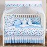 KIT BERÇO MASCULINO E FEMININO URSINHO 13 PEÇAS KIT AMERICANO ESTAMPADO PARA BEBE COMPLETO:AZUL BEBE - 1