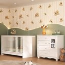 Ver imagem 1 de Berço 3 em 1 para Colchão 130x60cm com Cômoda 1 Porta 4 Gavetas Luna Multimóveis Mp4742 Branco