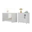 Ver imagem 2 de Berço 3 em 1 para Colchão 130x60cm com Cômoda 1 Porta 4 Gavetas Luna Multimóveis Mp4742 Branco